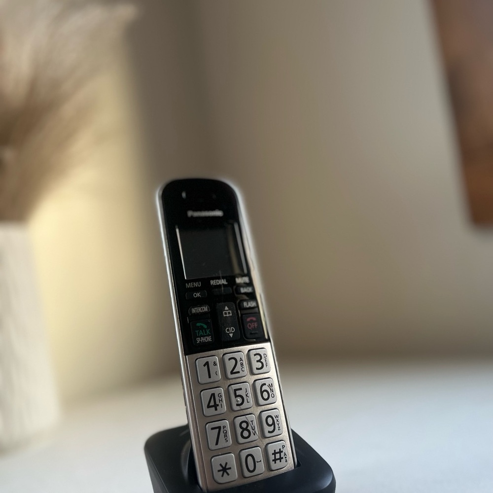 Panasonic Cordless Phone with Black and Silver Design
